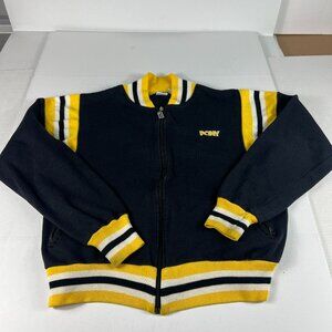 VTG 90s 80s Pony Track Jacket Fits Medium Black Faded Full Zip Sweatshirt Tag XL